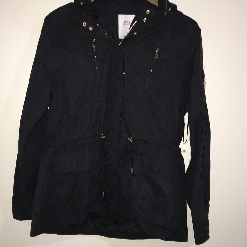 iris basic & contemporary black/ navy blue jacket with hoodie